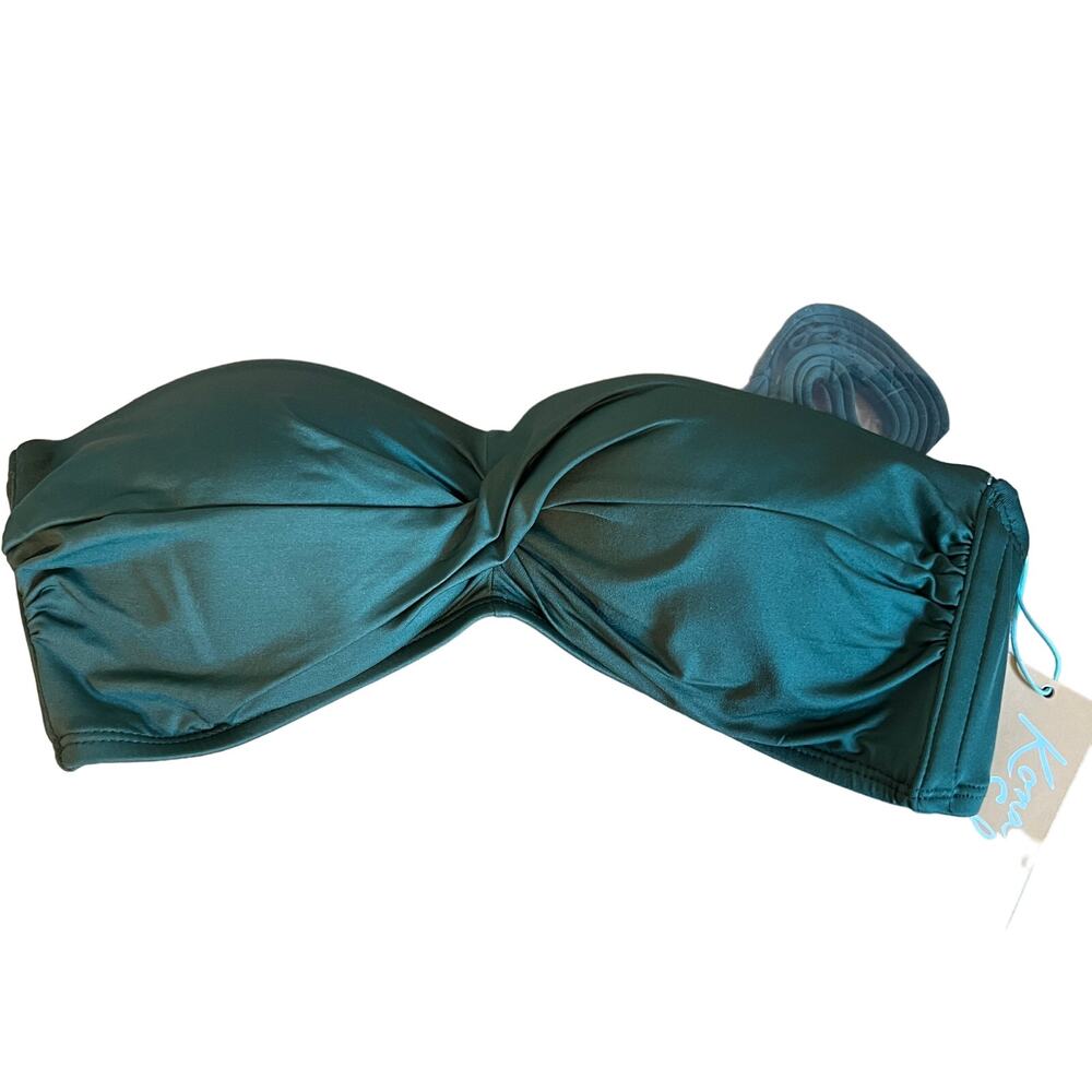 Kona Sol Women's Dark Green Molded Bandeau Bikini Top - Size D/DD - NWT